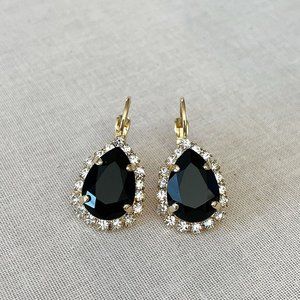 Black crystal earrings vintage wedding bridesmaid gift